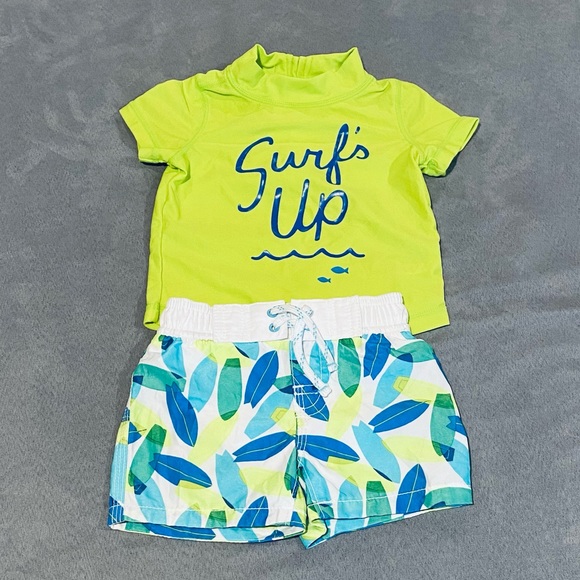 Baby GAP Swim Trunks Rash Guard Bundle Neon SZ 0-6 Months - Picture 2 of 8